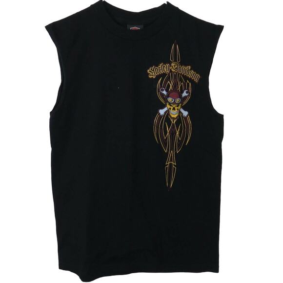 Harley-Davidson Outpost Pueblo CO Skull Pocket Sleeveless T Shirt - Men's Medium - Picture 1 of 9